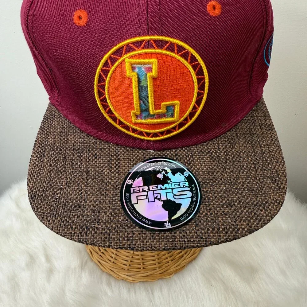 Premier Fits L Logo Maroon Snapback Hat - New